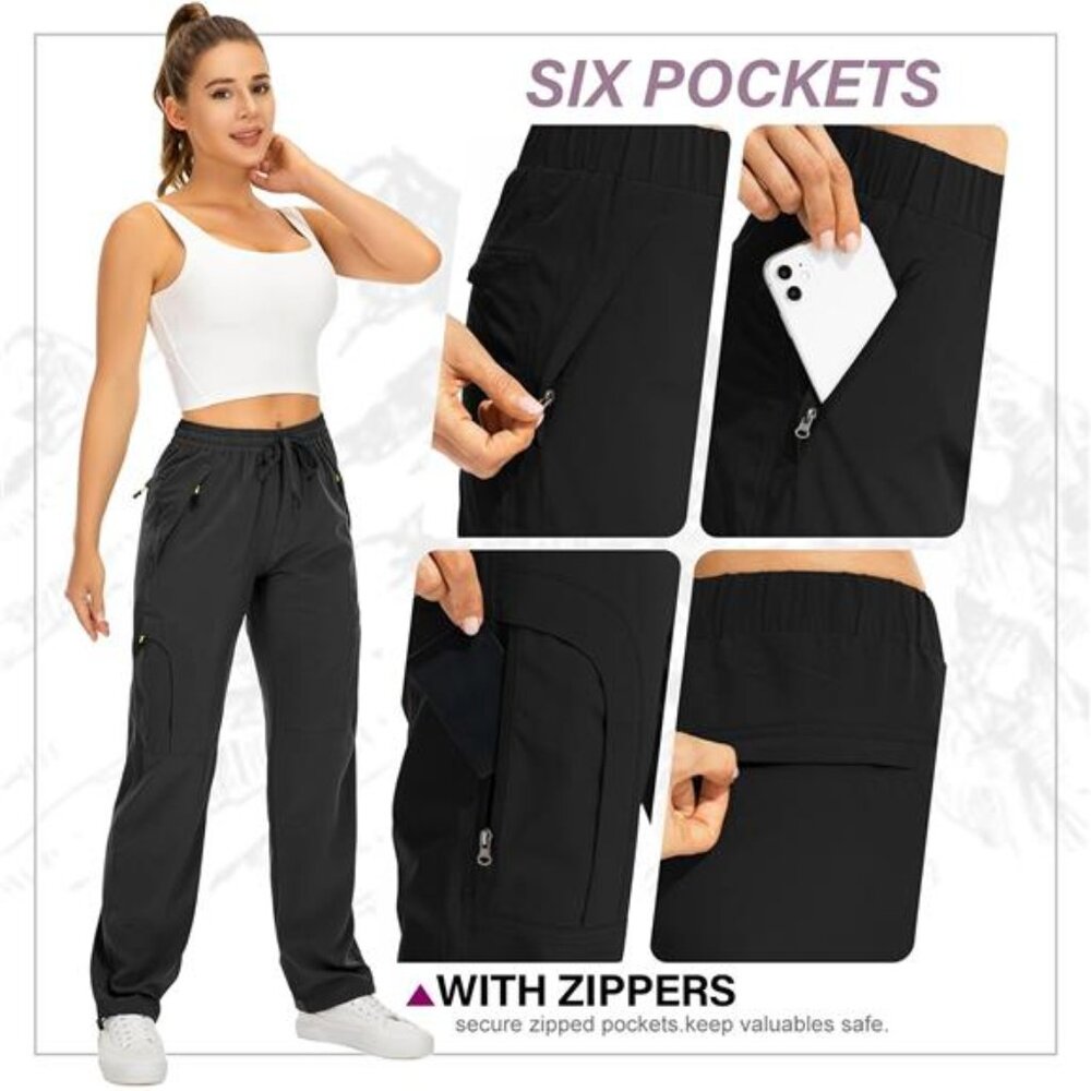 Women's Hiking Pants Quick Dry UPF 50 Camping Work Cargo Pants Zipper Pockets - Picture 5 of 6